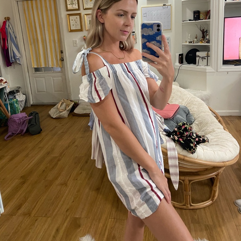 Off the shoulder striped nautical dress